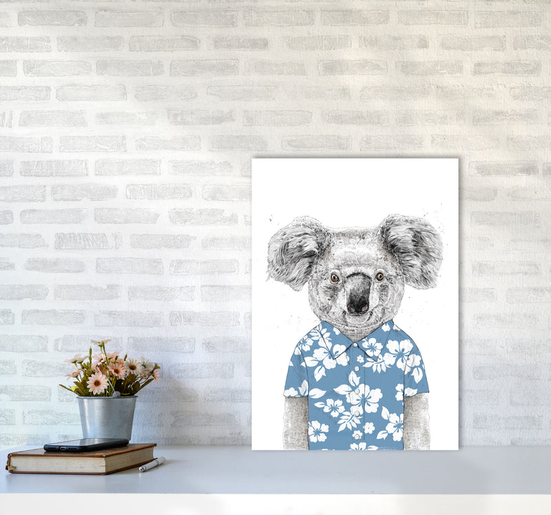 Summer Koala Blue Animal Art Print by Balaz Solti A2 Black Frame