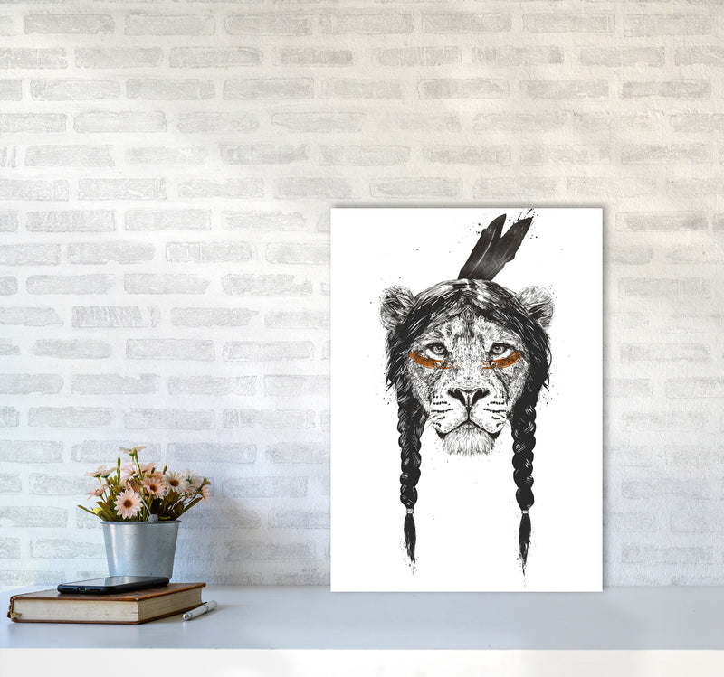 Warrior Lion Animal Art Print by Balaz Solti A2 Black Frame