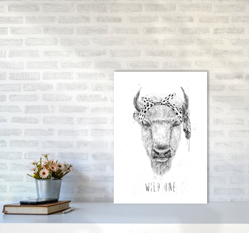 Wild One Buffalo Animal Art Print by Balaz Solti A2 Black Frame