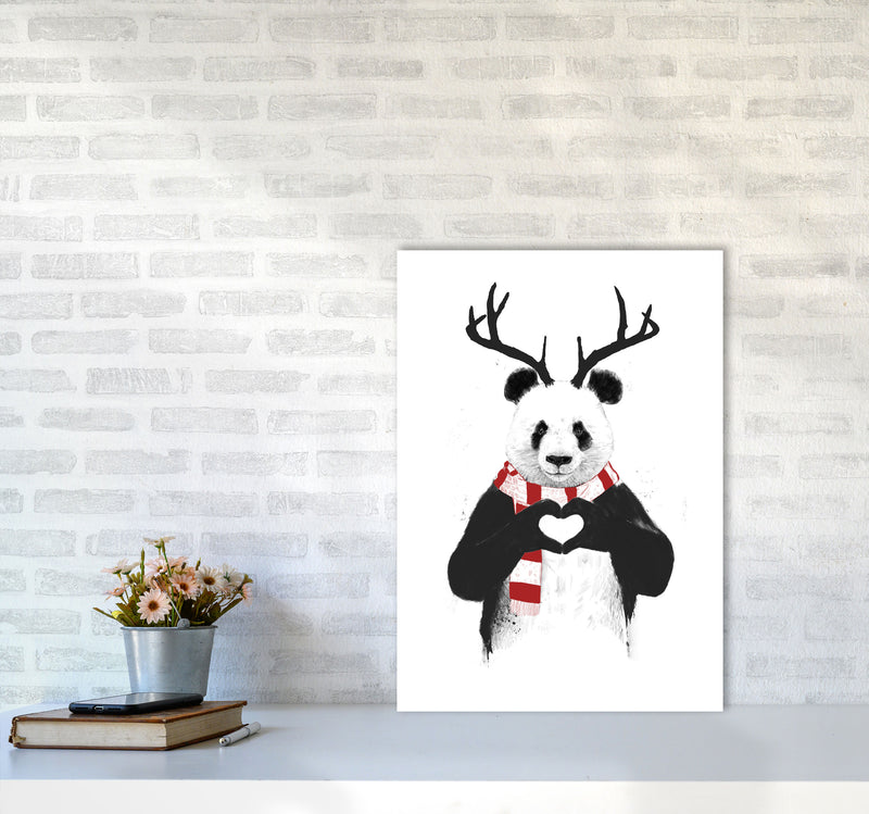 Christmas Panda Animal Art Print by Balaz Solti A2 Black Frame