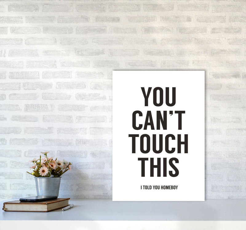 Can't Touch This White Quote Art Print by Balaz Solti A2 Black Frame