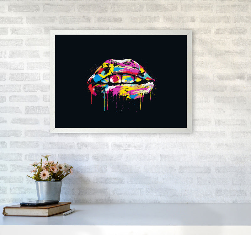 Colourful Lips Modern Art Print by Balaz Solti A2 Oak Frame