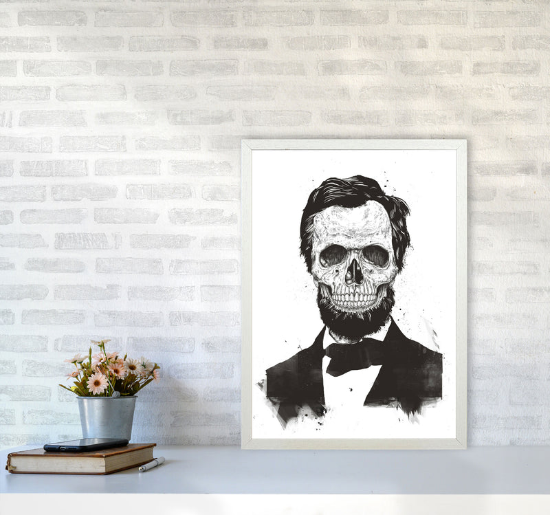 Dead Lincoln Skull B&W Modern Art Print by Balaz Solti A2 Oak Frame