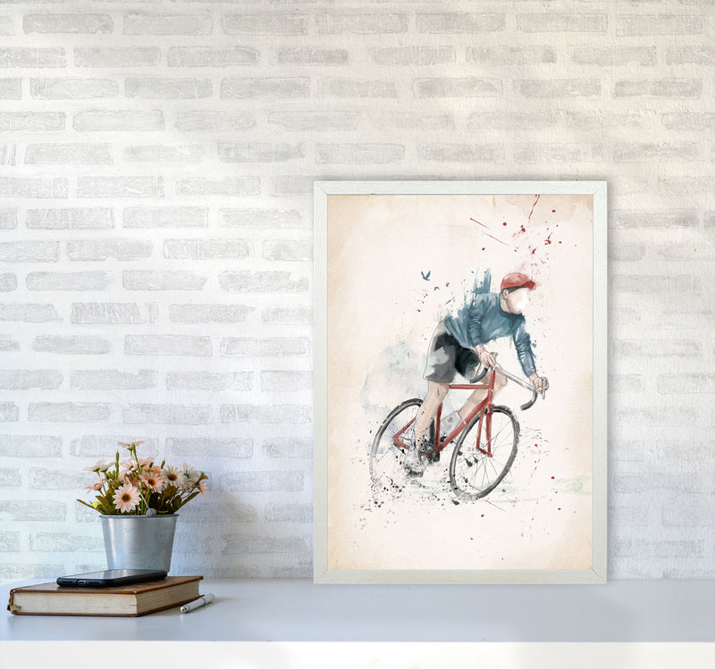 I Want To Ride My Bicycle Art Print by Balaz Solti A2 Oak Frame