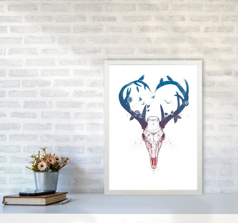 Never-ending Love Deer Skull Animal Art Print by Balaz Solti A2 Oak Frame