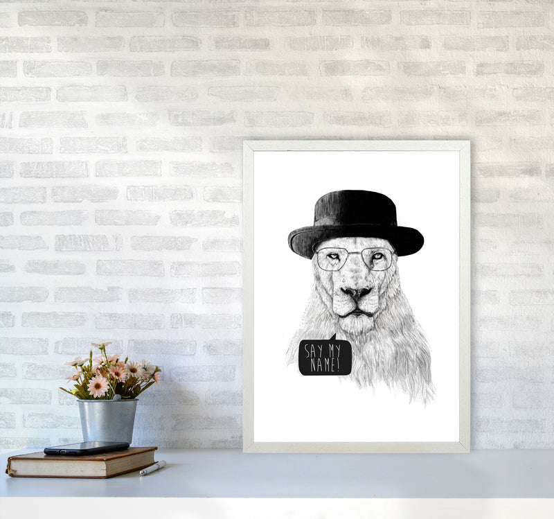 Say My name Lion Animal Art Print by Balaz Solti A2 Oak Frame