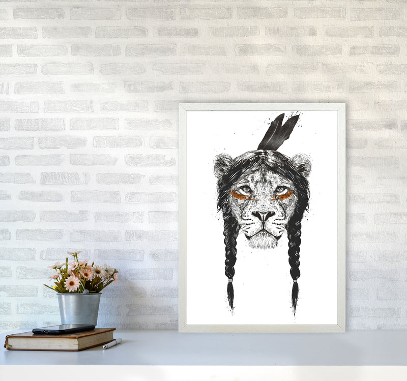 Warrior Lion Animal Art Print by Balaz Solti A2 Oak Frame