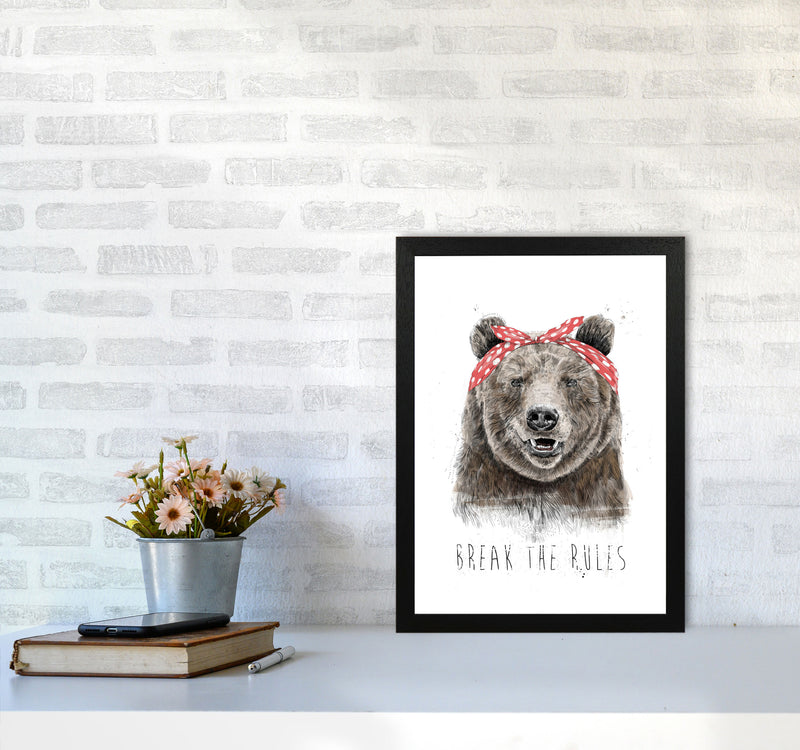 Break The Rules Grizzly Animal Art Print by Balaz Solti A3 White Frame