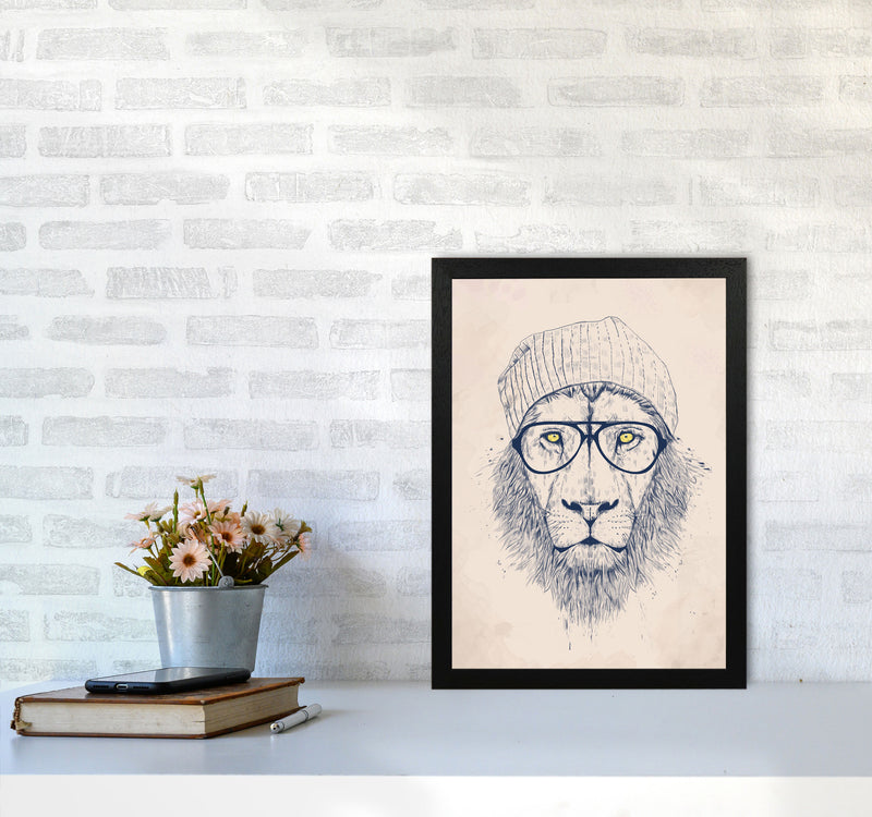 Cool Hipster Lion Animal Art Print by Balaz Solti A3 White Frame