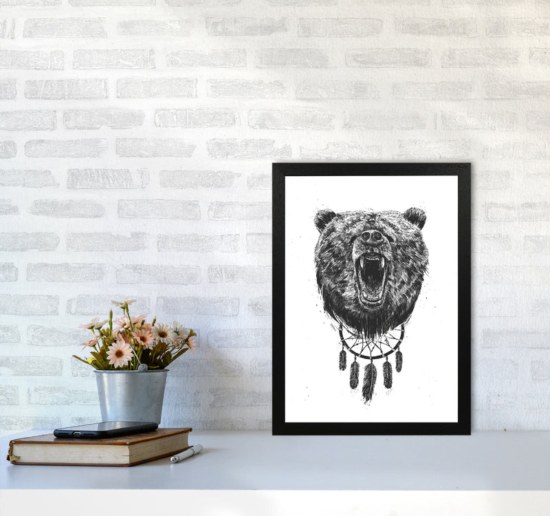 Don't Wake The Bear Animal Art Print by Balaz Solti A3 White Frame