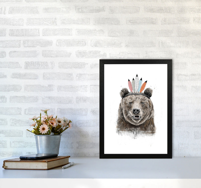 Festival Bear Animal Art Print by Balaz Solti A3 White Frame