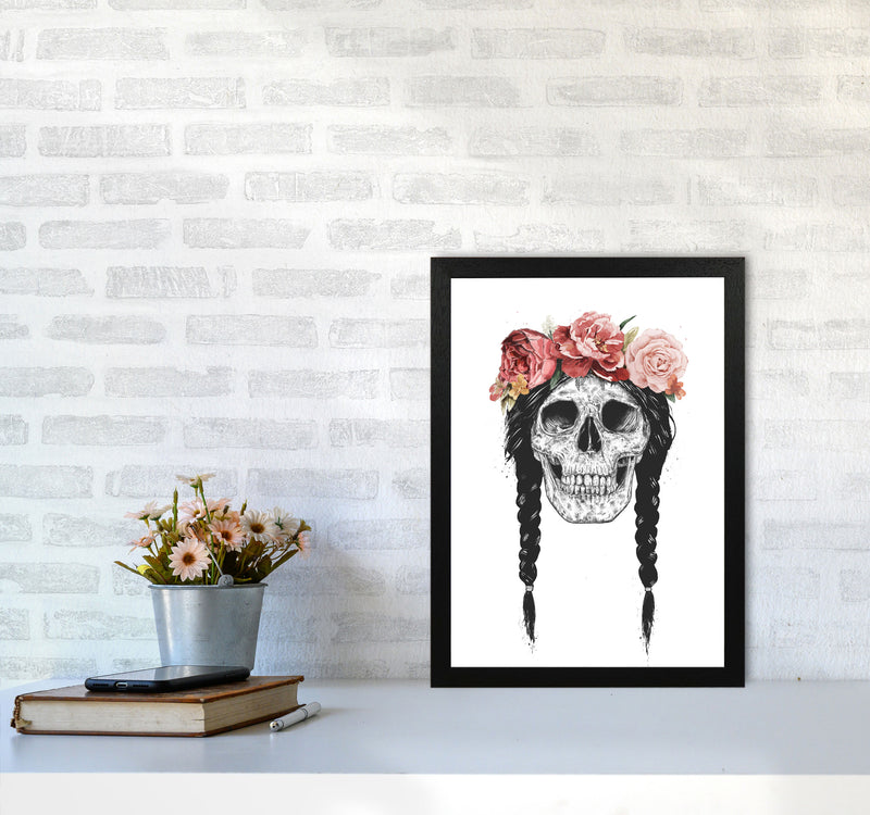 Festival Floral Skull Art Print by Balaz Solti A3 White Frame