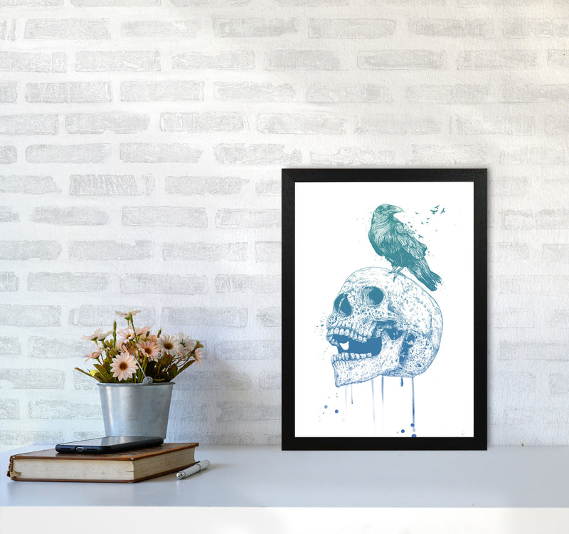 Skull & Raven Colour Animal Art Print by Balaz Solti A3 White Frame