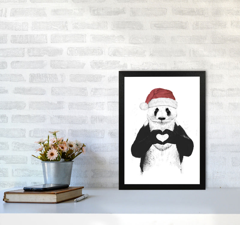 Santa Panda Animal Art Print by Balaz Solti A3 White Frame