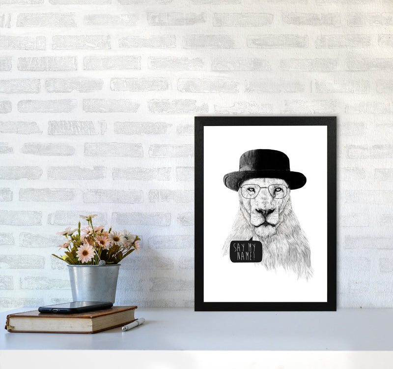 Say My name Lion Animal Art Print by Balaz Solti A3 White Frame