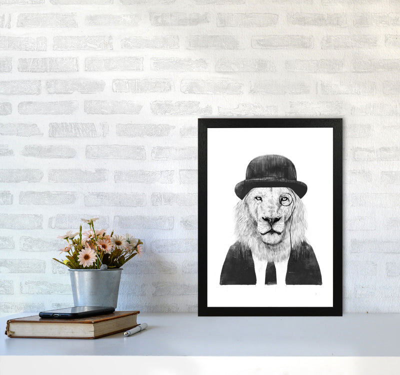 Sir Lion Animal Art Print by Balaz Solti A3 White Frame