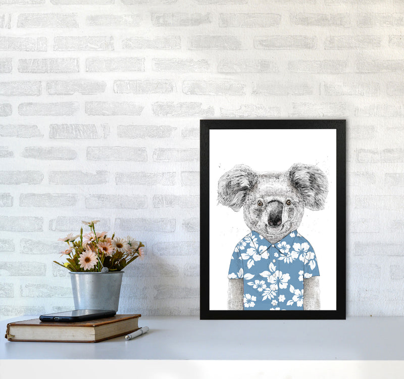 Summer Koala Blue Animal Art Print by Balaz Solti A3 White Frame