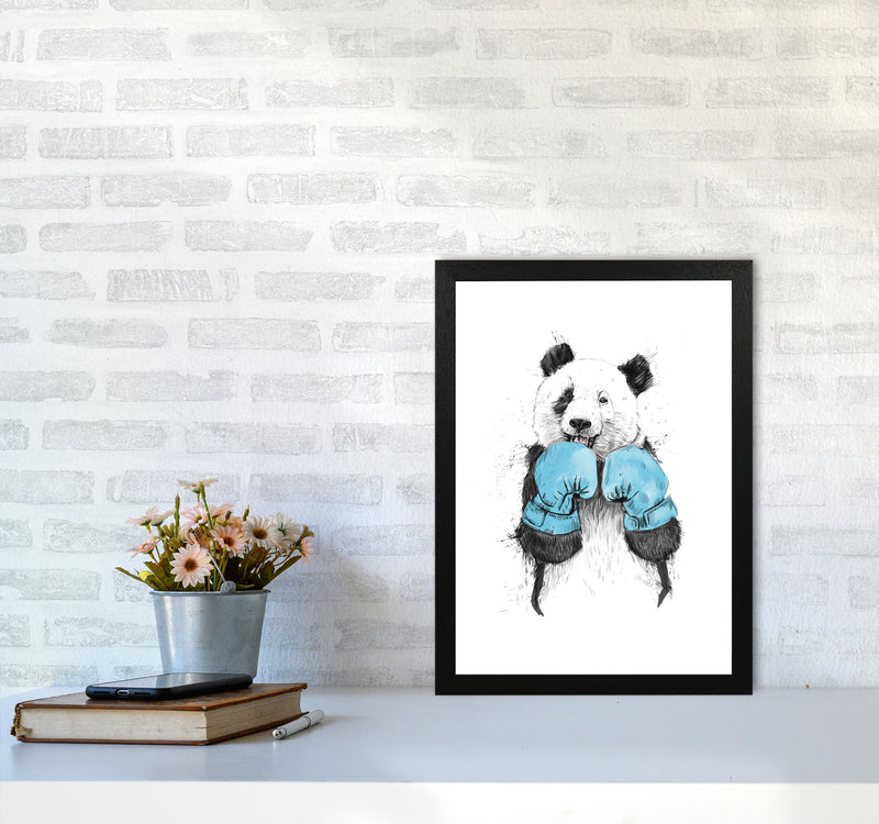 The Winner Boxing Panda Animal Art Print by Balaz Solti A3 White Frame