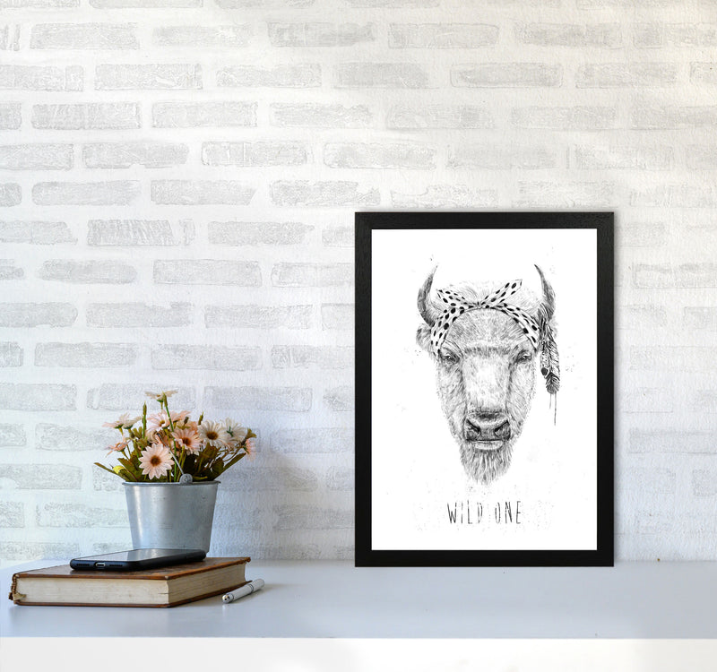 Wild One Buffalo Animal Art Print by Balaz Solti A3 White Frame