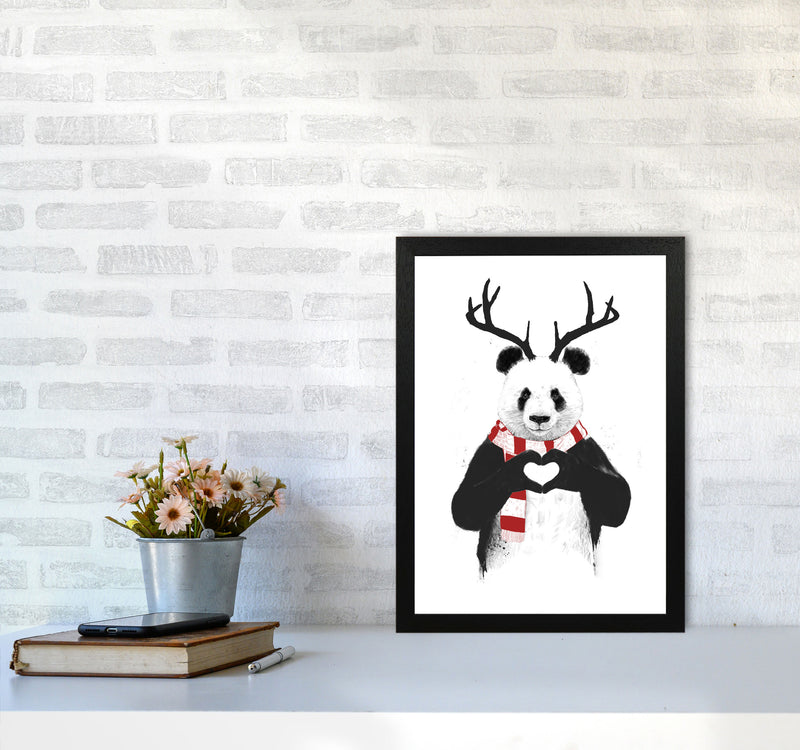 Christmas Panda Animal Art Print by Balaz Solti A3 White Frame