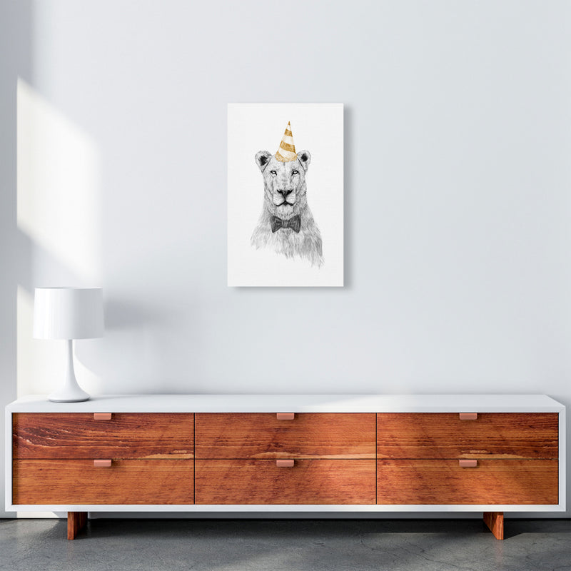Get The Party Started Lion Colour Animal Art Print by Balaz Solti A3 Canvas
