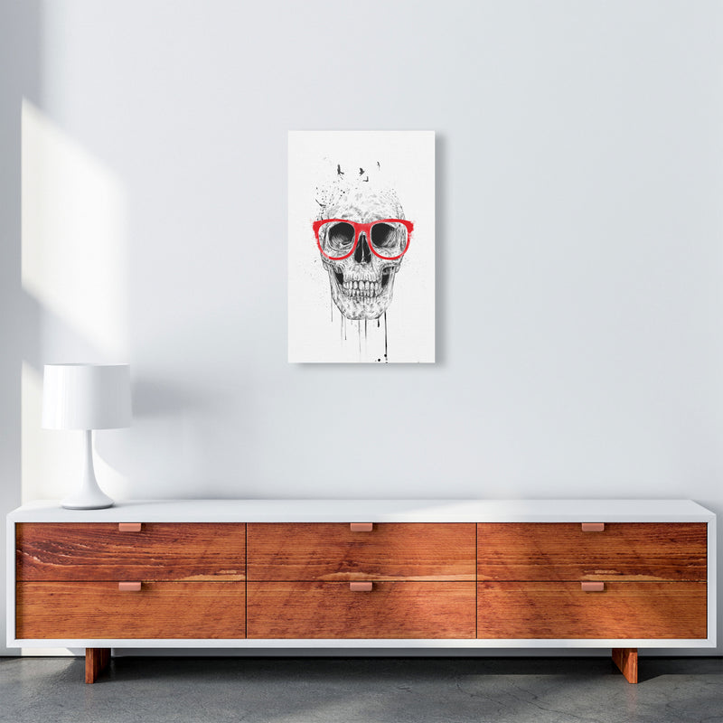 Skull With Red Glasses Art Print by Balaz Solti A3 Canvas
