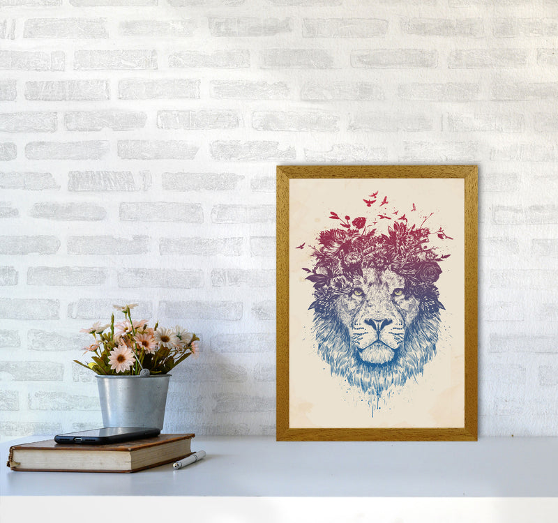 Floral Lion Animal Art Print by Balaz Solti A3 Print Only