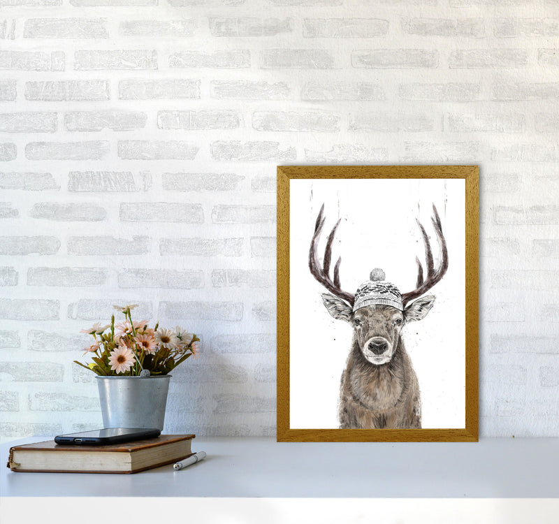 Lets Go Outside Reindeer Animal Art Print by Balaz Solti A3 Print Only