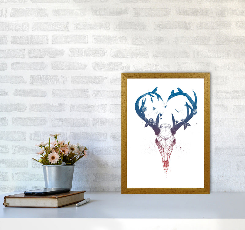 Never-ending Love Deer Skull Animal Art Print by Balaz Solti A3 Print Only