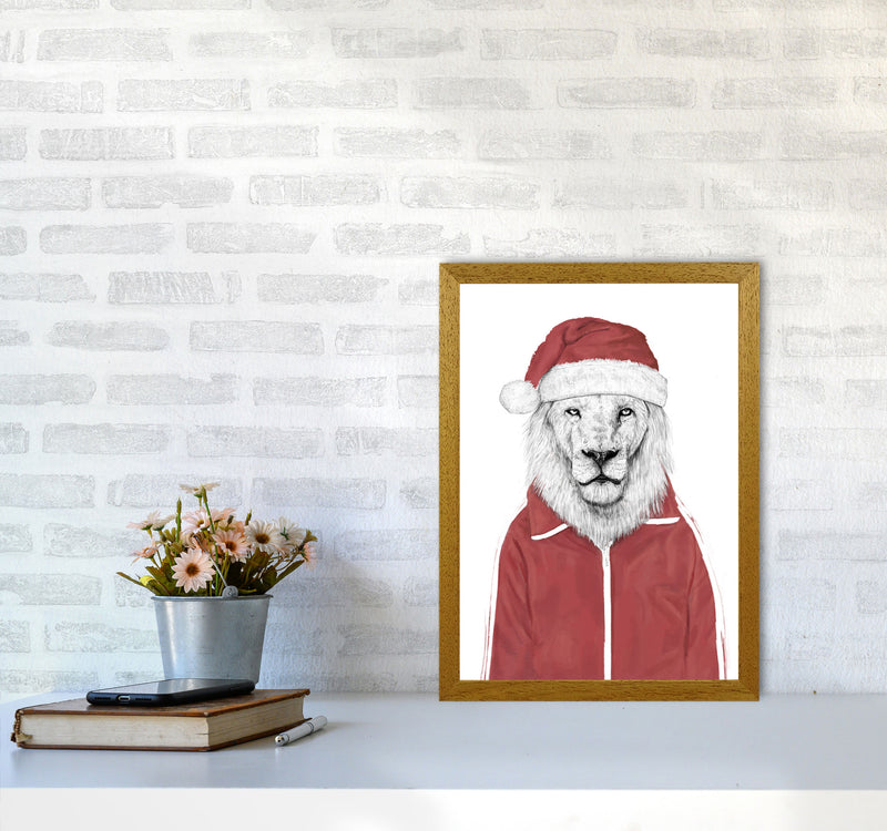 Santa Lion Animal Art Print by Balaz Solti A3 Print Only