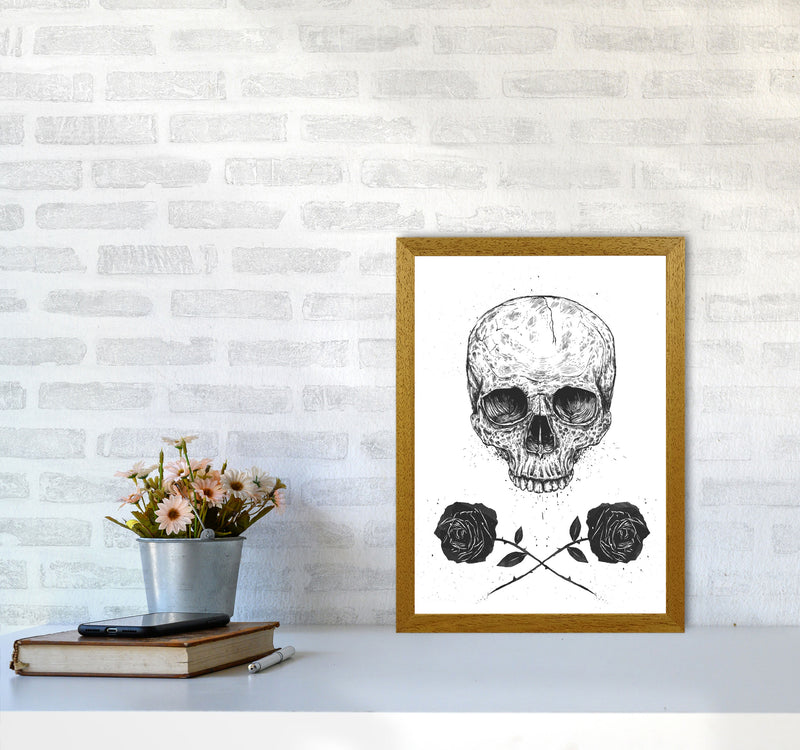 Skull And Roses Gothic Art Print by Balaz Solti A3 Print Only