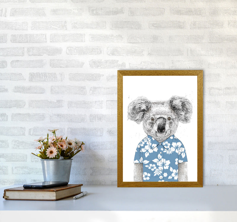 Summer Koala Blue Animal Art Print by Balaz Solti A3 Print Only