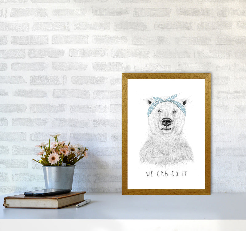 We Can Do It Bear Animal Art Print by Balaz Solti A3 Print Only