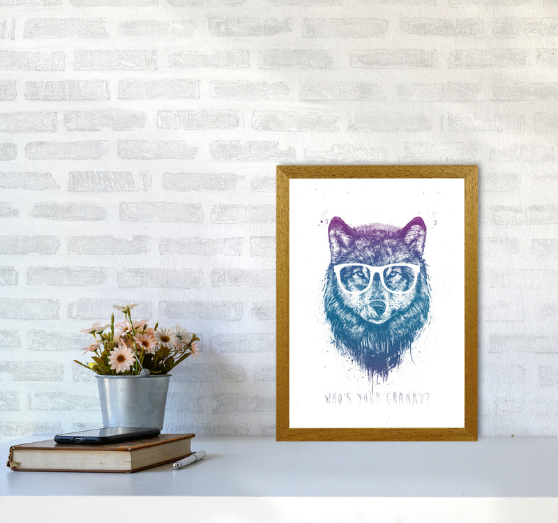 Who's Your Granny? Wolf Colour Animal Art Print by Balaz Solti A3 Print Only