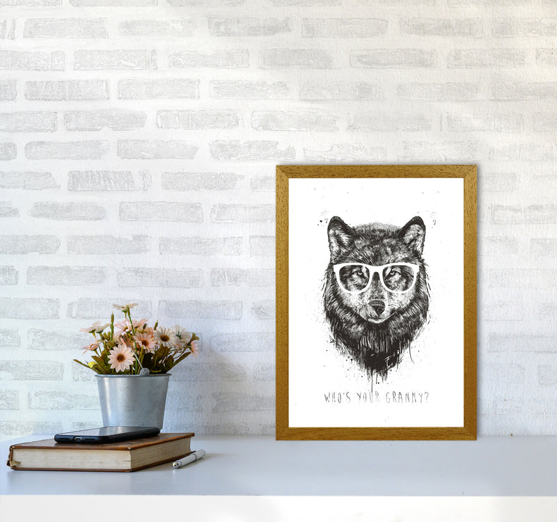 Who's Your Granny? Wolf B&W Animal Art Print by Balaz Solti A3 Print Only