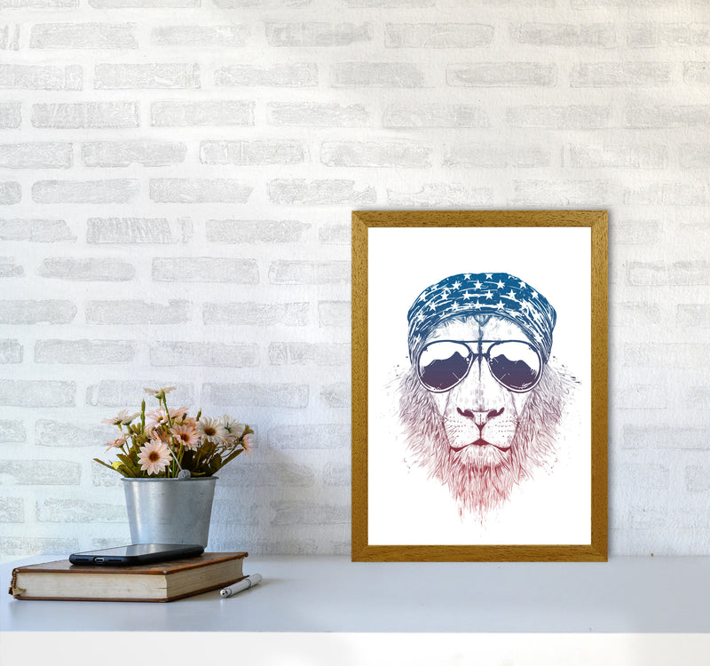 Wild Lion Colour Animal Art Print by Balaz Solti A3 Print Only