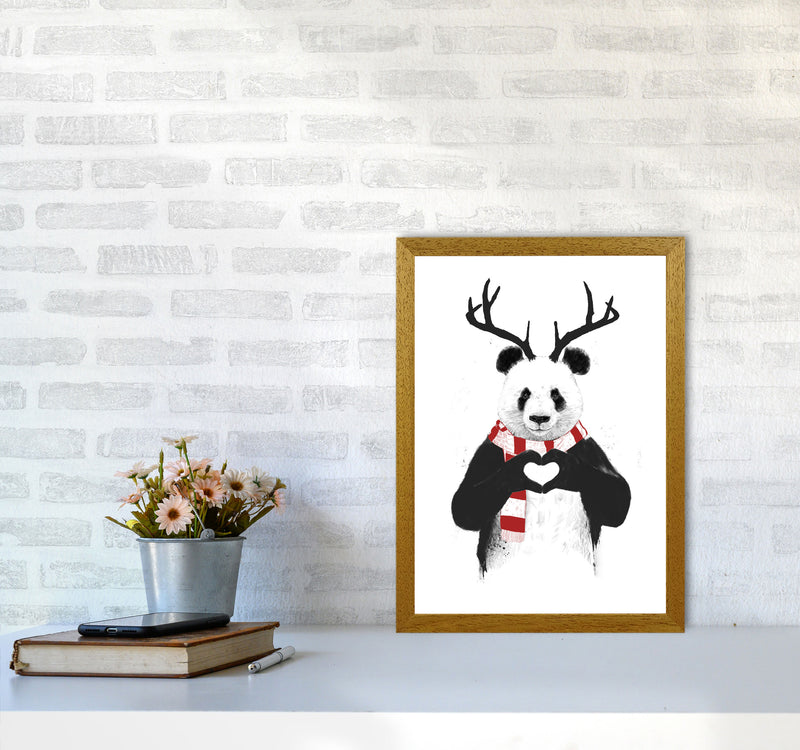 Christmas Panda Animal Art Print by Balaz Solti A3 Print Only