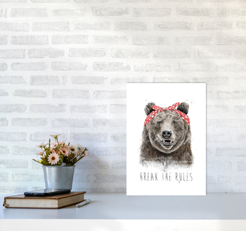 Break The Rules Grizzly Animal Art Print by Balaz Solti A3 Black Frame