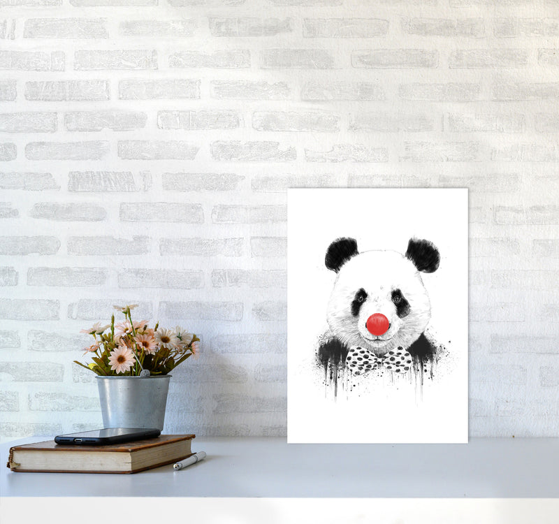 Clown Panda Animal Art Print by Balaz Solti A3 Black Frame
