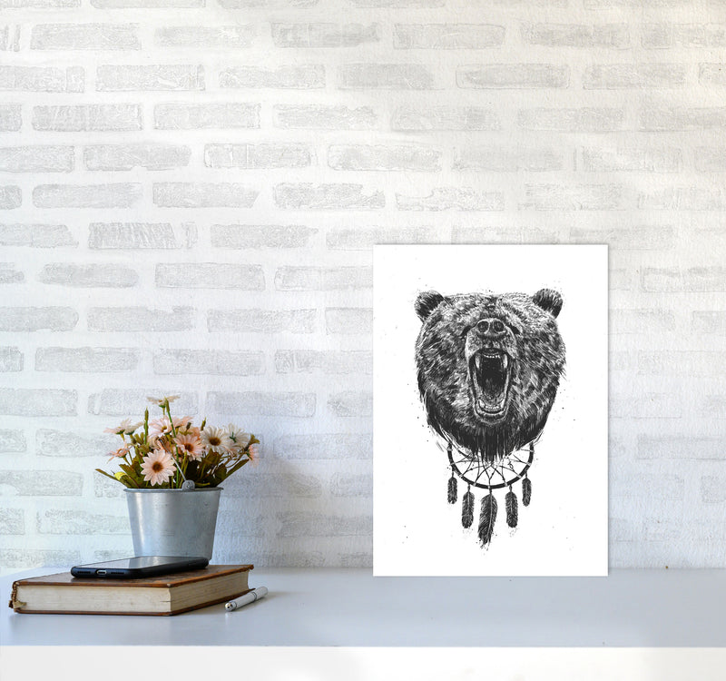 Don't Wake The Bear Animal Art Print by Balaz Solti A3 Black Frame