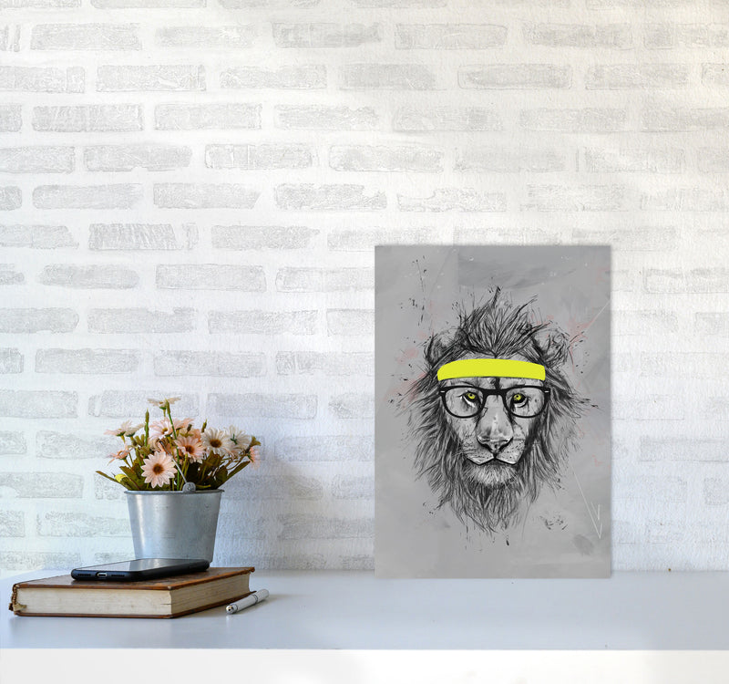 Hipster Lion Animal Art Print by Balaz Solti A3 Black Frame