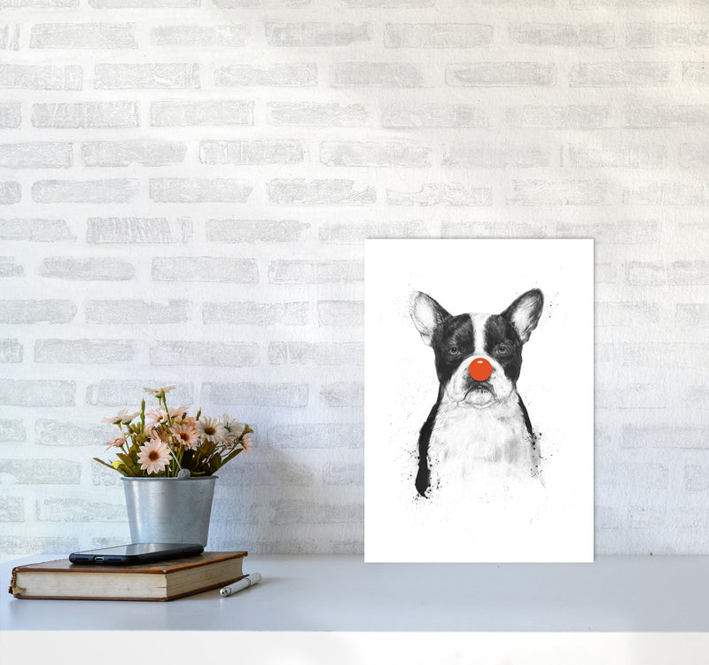 I'm Not Your Clown Bulldog Animal Art Print by Balaz Solti A3 Black Frame