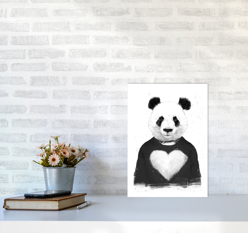 Lovely Panda Animal Art Print by Balaz Solti A3 Black Frame
