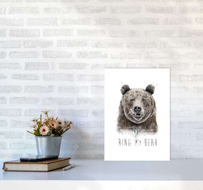 Ring My Bear Animal Art Print by Balaz Solti A3 Black Frame