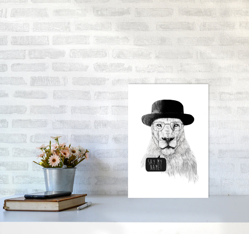 Say My name Lion Animal Art Print by Balaz Solti A3 Black Frame