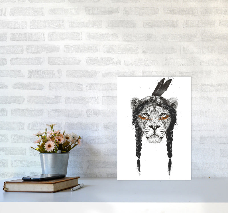 Warrior Lion Animal Art Print by Balaz Solti A3 Black Frame
