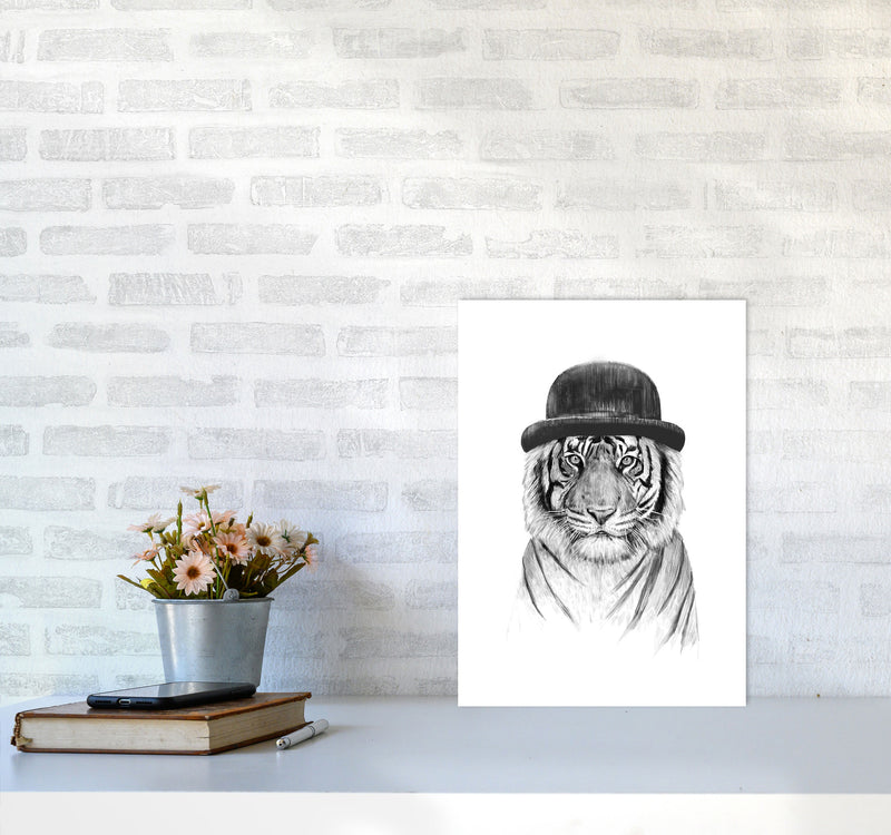 Welcome To The Jungle Tiger Animal Art Print by Balaz Solti A3 Black Frame