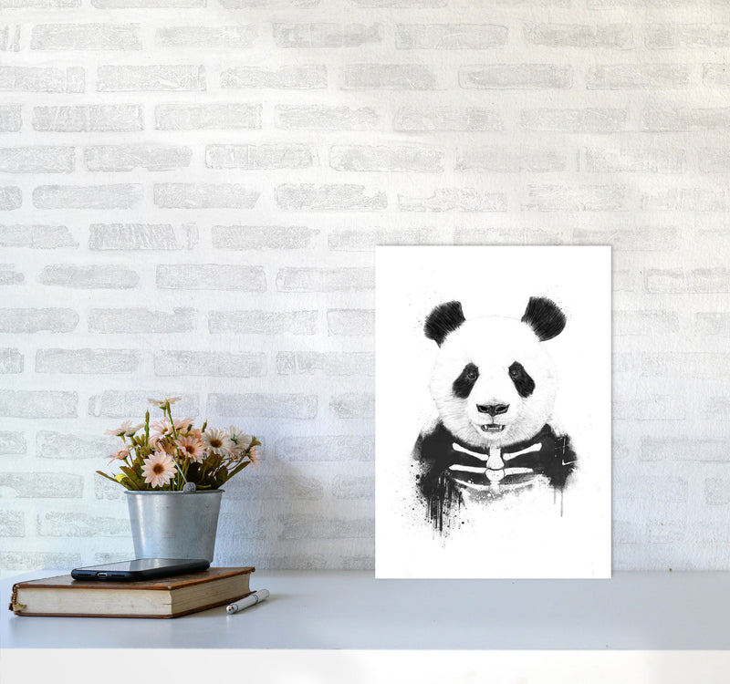 Zombie Panda Animal Art Print by Balaz Solti A3 Black Frame