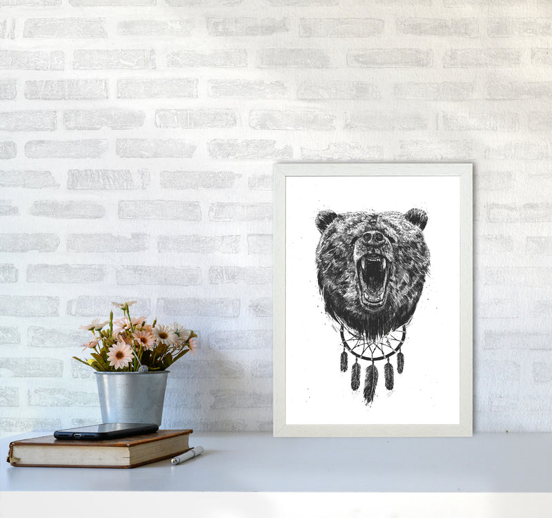 Don't Wake The Bear Animal Art Print by Balaz Solti A3 Oak Frame