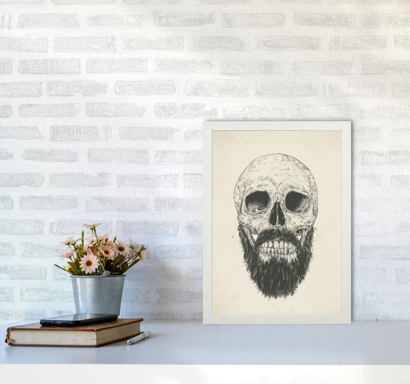 The Beards Not Dead Skull Art Print by Balaz Solti A3 Oak Frame